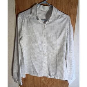 Vintage Polka Dot Blouse Lady Arrow Petite Button Front Retro Office Classic MP